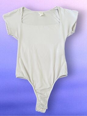 By Together White Square Neck One-Piece Bodysuit